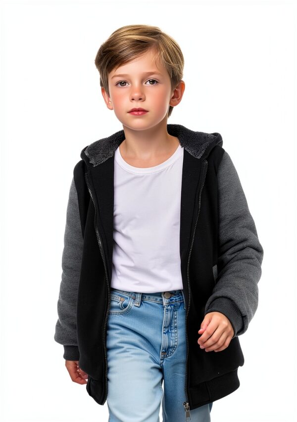 AlisOker Boys Fleece Lined Jacket Soft Warm Hoodie-5