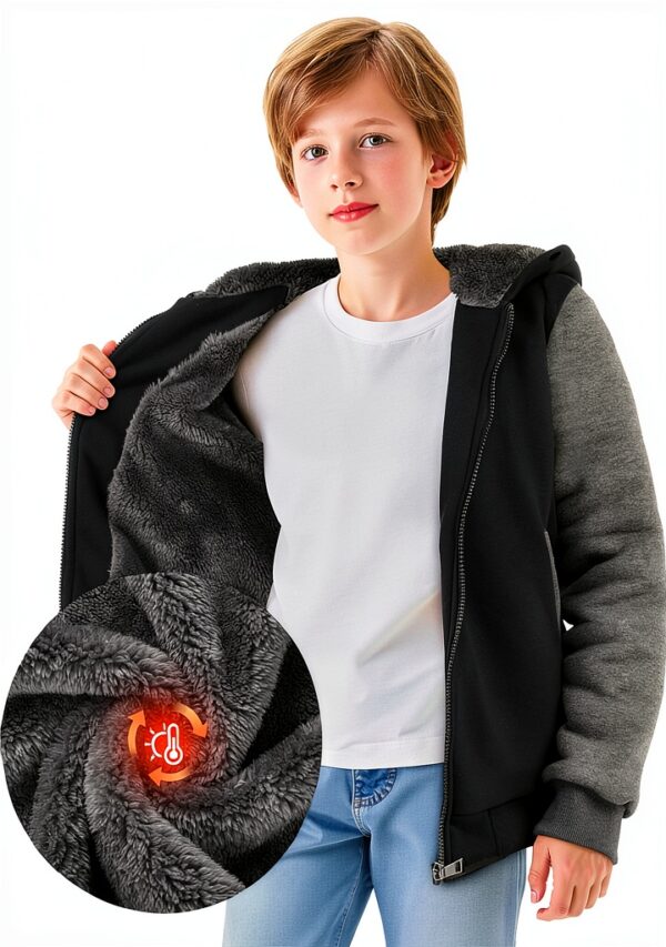AlisOker Boys Fleece Lined Jacket Soft Warm Hoodie-2