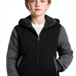 AlisOker Boys Fleece Lined Jacket Soft Warm Hoodie-0