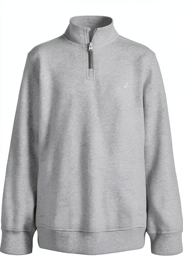 Nautica Boys Fleece Jacket Grey Heather Full Zip Stand-0