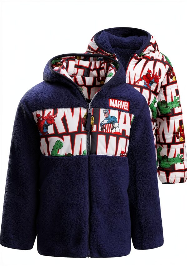 Marvel Spider-Man Reversible Puffer Jacket Boys Sherpa-0