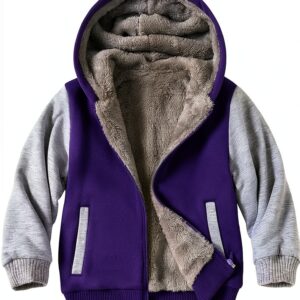 Kids Fleece Jacket Warm Hooded Zipper Boys Girls Outdoor-0
