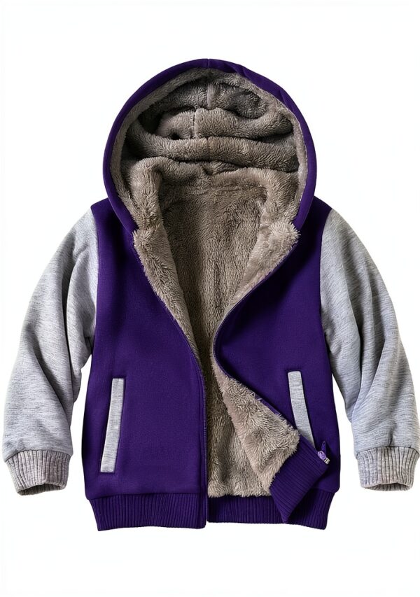 Kids Fleece Jacket Warm Hooded Zipper Boys Girls Outdoor-0