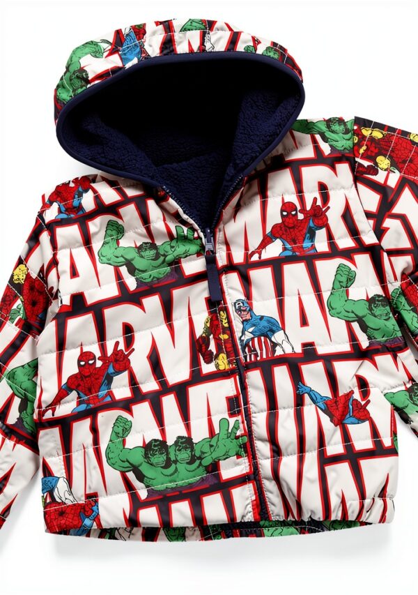 Marvel Spider-Man Reversible Puffer Jacket Boys Sherpa-2