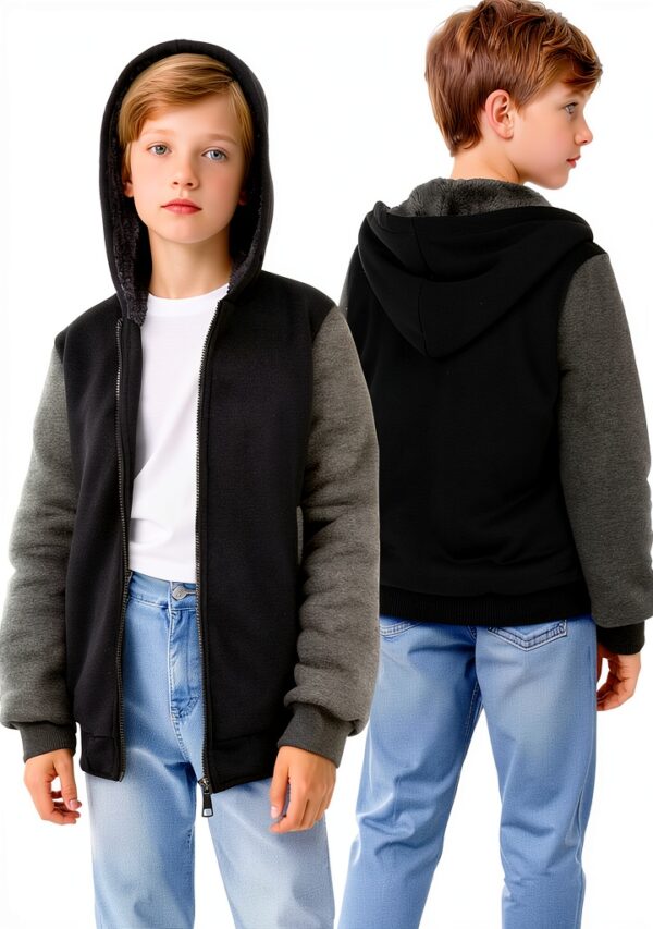AlisOker Boys Fleece Lined Jacket Soft Warm Hoodie-3