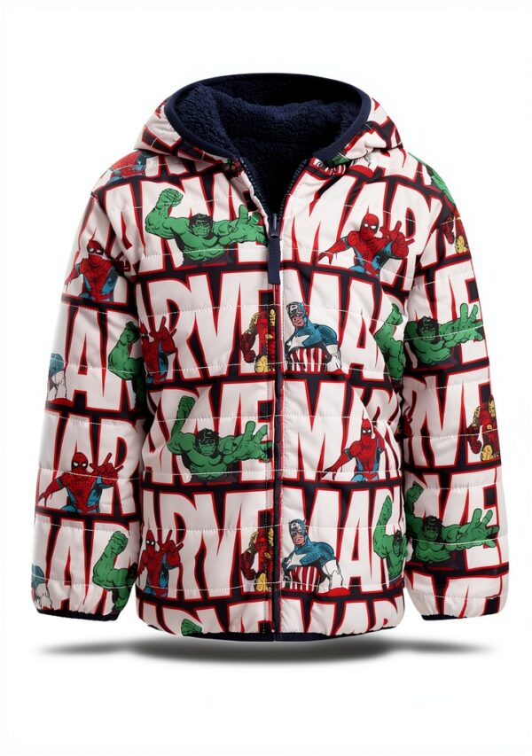 Marvel Spider-Man Reversible Puffer Jacket Boys Sherpa-1