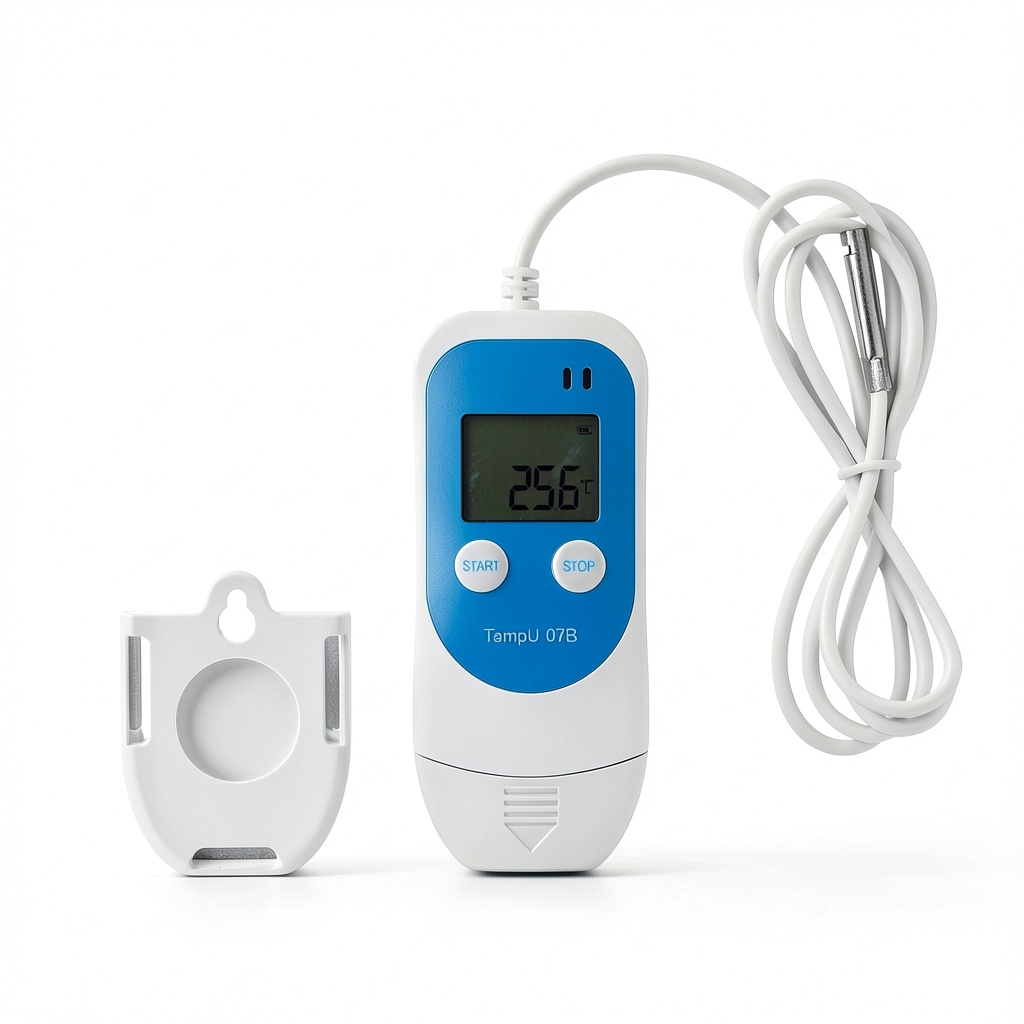 Tzone Temperature Humidity Data Logger with external probe in industrial setting