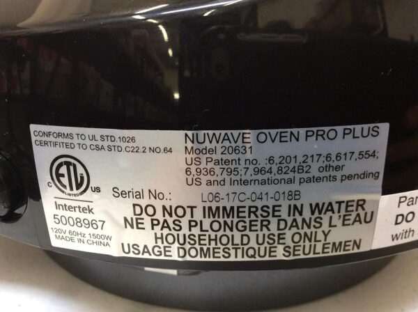NUWAVE Black Power Head for The NuWave Oven Pro Plus Model – Genuine Part Made By Manufacturer-4