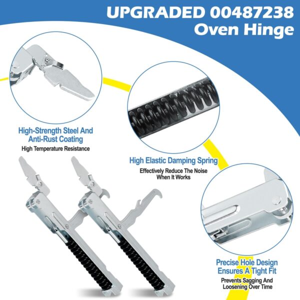 Upgraded 00487238 Oven Door Hinge Assembly Compatible With Bosch Range Oven Hinges Replacement Parts,For Thermador Stove Replacement 487238 PRG364GLUS PRDS484GG GCRG364GL-2