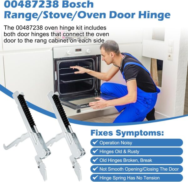 Upgraded 00487238 Oven Door Hinge Assembly Compatible With Bosch Range Oven Hinges Replacement Parts,For Thermador Stove Replacement 487238 PRG364GLUS PRDS484GG GCRG364GL-6