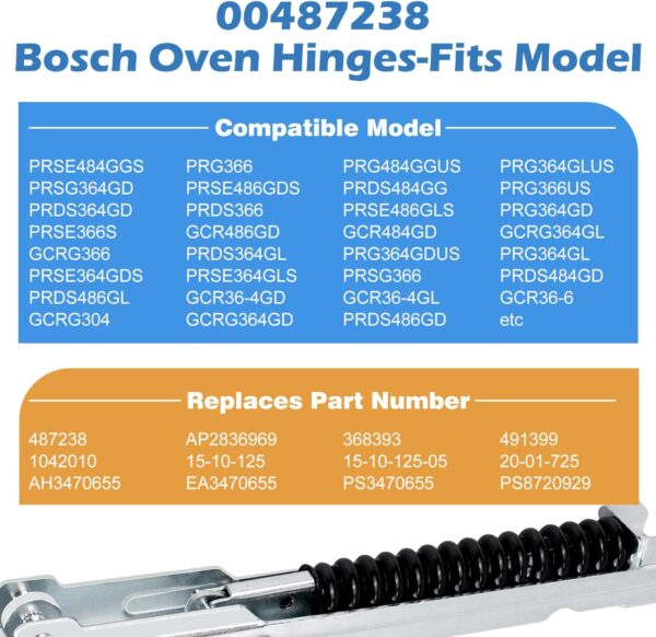 Upgraded 00487238 Oven Door Hinge Assembly Compatible With Bosch Range Oven Hinges Replacement Parts,For Thermador Stove Replacement 487238 PRG364GLUS PRDS484GG GCRG364GL-3