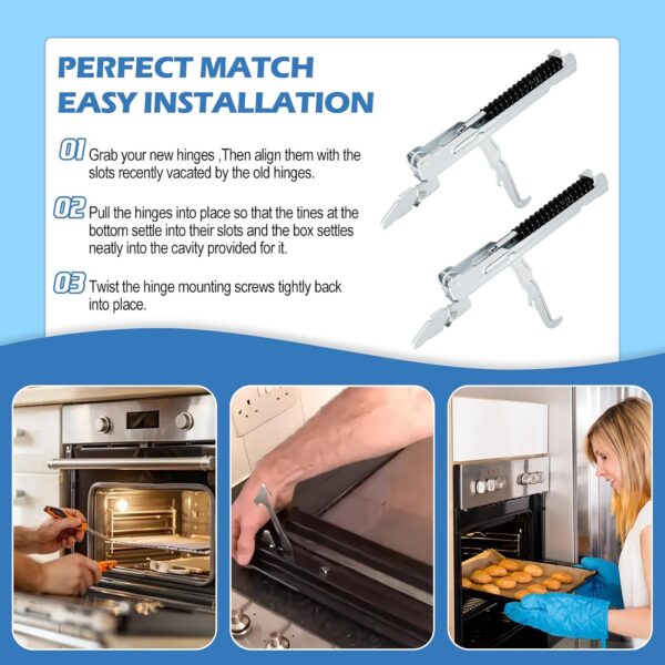 Upgraded 00487238 Oven Door Hinge Assembly Compatible With Bosch Range Oven Hinges Replacement Parts,For Thermador Stove Replacement 487238 PRG364GLUS PRDS484GG GCRG364GL-4